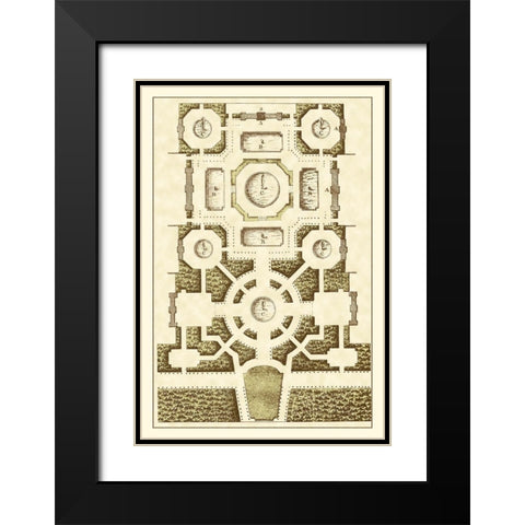 Small Garden Maze III Black Modern Wood Framed Art Print with Double Matting by Blondel, J.F.