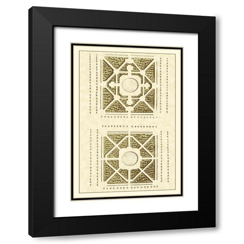 Small Garden Maze IV Black Modern Wood Framed Art Print with Double Matting by Blondel, J.F.