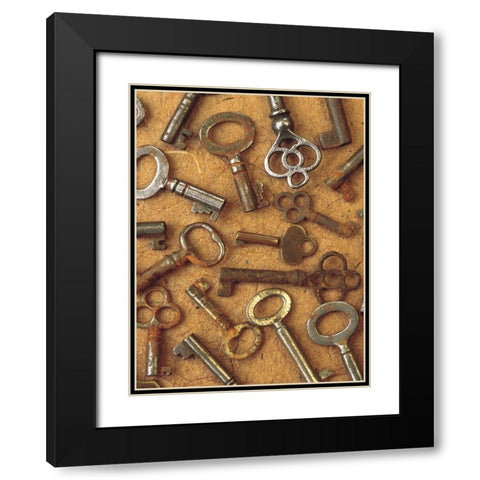 Antique Key Collage Black Modern Wood Framed Art Print with Double Matting by Vision Studio