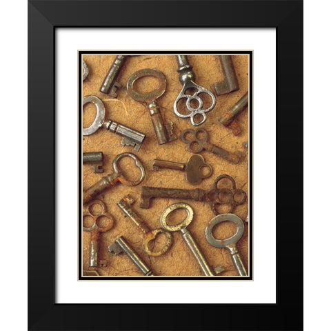 Antique Key Collage Black Modern Wood Framed Art Print with Double Matting by Vision Studio