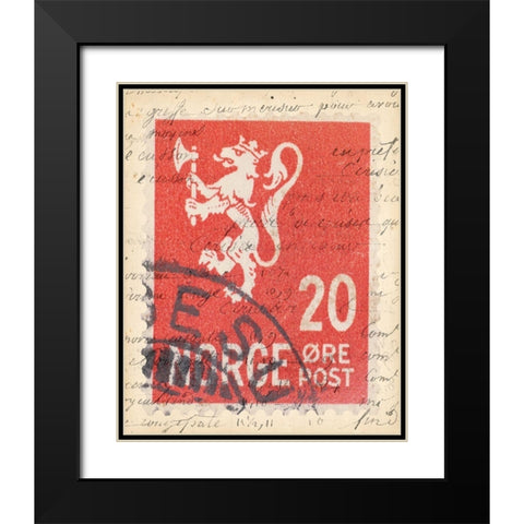 Vintage Stamp III Black Modern Wood Framed Art Print with Double Matting by Vision Studio