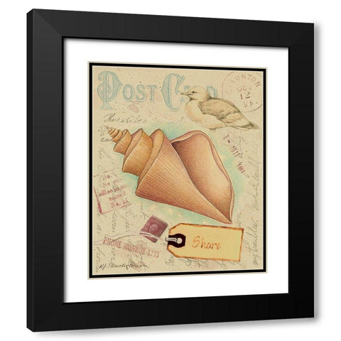 Postcard Shells III Black Modern Wood Framed Art Print with Double Matting by Pallan, Nancy S.