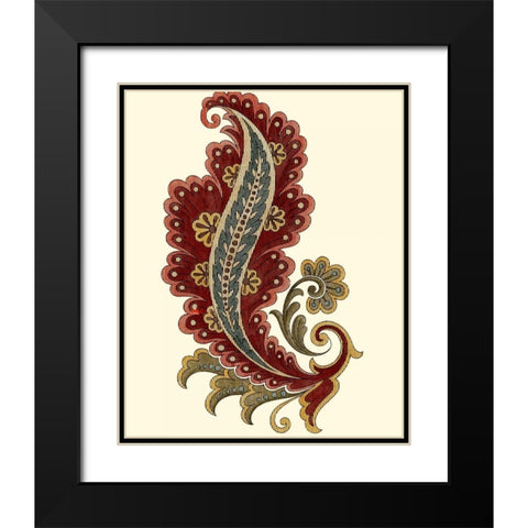 Jacobean Leaf I Black Modern Wood Framed Art Print with Double Matting by Vision Studio