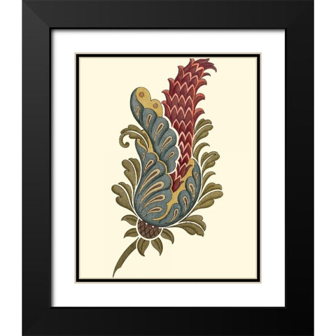 Jacobean Leaf IV Black Modern Wood Framed Art Print with Double Matting by Vision Studio
