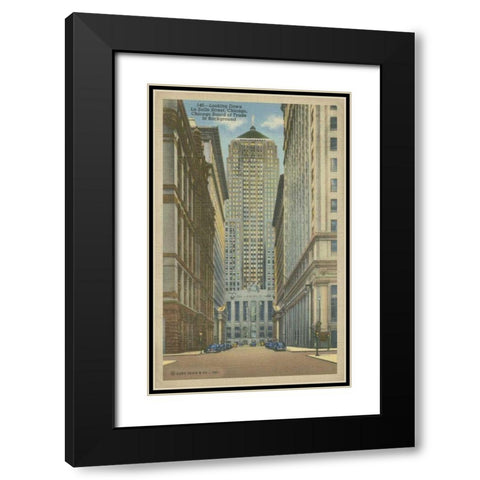 Chicago- La Salle Street Black Modern Wood Framed Art Print with Double Matting by Unknown