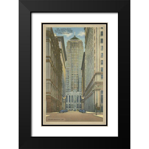 Chicago- La Salle Street Black Modern Wood Framed Art Print with Double Matting by Unknown