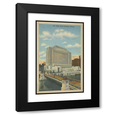 Chicago- Daily News Building Black Modern Wood Framed Art Print with Double Matting by Unknown