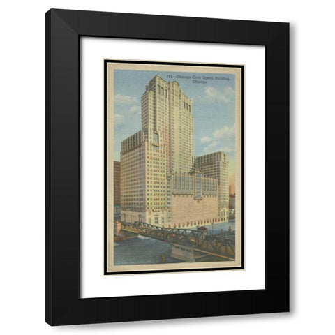 Chicago- Civic Opera Building Black Modern Wood Framed Art Print with Double Matting by Unknown