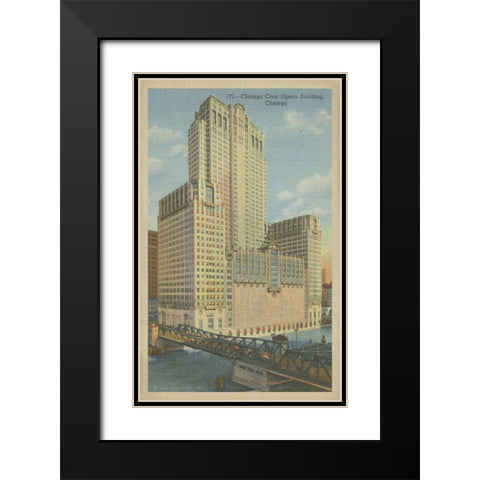 Chicago- Civic Opera Building Black Modern Wood Framed Art Print with Double Matting by Unknown