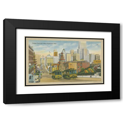 San Francisco- Cable Cars Black Modern Wood Framed Art Print with Double Matting by Unknown