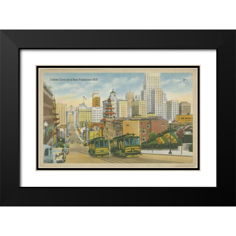 San Francisco- Cable Cars Black Modern Wood Framed Art Print with Double Matting by Unknown