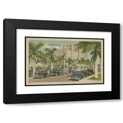 Miami Beach VII Black Modern Wood Framed Art Print with Double Matting by Unknown