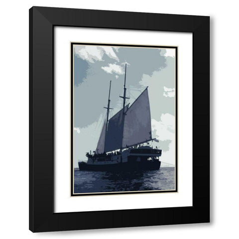 Caribbean Vessel I Black Modern Wood Framed Art Print with Double Matting by Longley, Carolyn