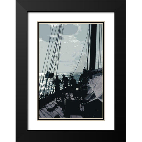 Caribbean Vessel II Black Modern Wood Framed Art Print with Double Matting by Longley, Carolyn