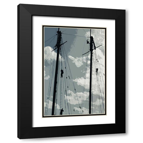 Caribbean Vessel IV Black Modern Wood Framed Art Print with Double Matting by Longley, Carolyn
