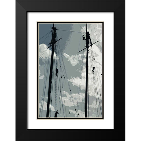 Caribbean Vessel IV Black Modern Wood Framed Art Print with Double Matting by Longley, Carolyn