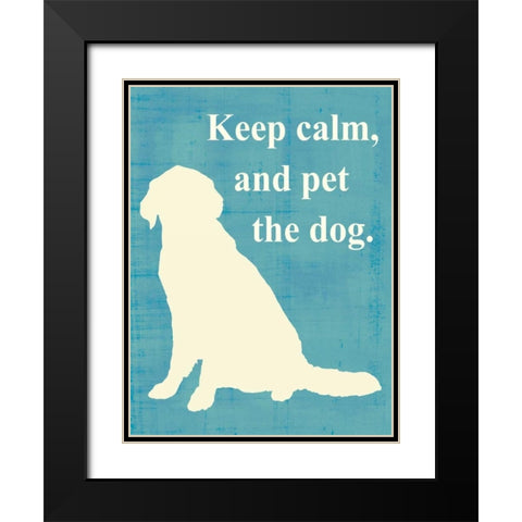 Keep calm and pet the dog Black Modern Wood Framed Art Print with Double Matting by Vision Studio