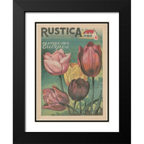 Plantez Des Tulips Black Modern Wood Framed Art Print with Double Matting by Unknown
