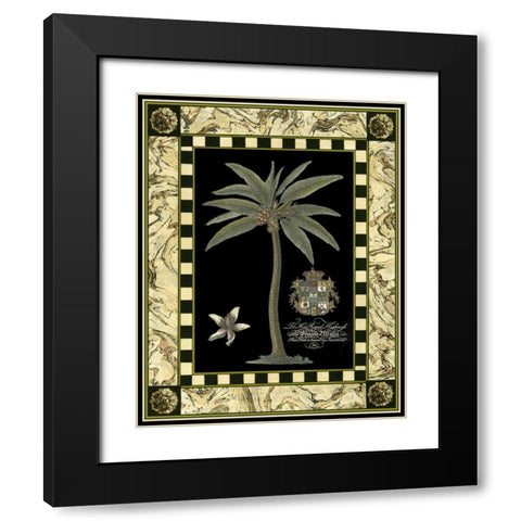 Bordered Palms on Black I Black Modern Wood Framed Art Print with Double Matting by Vision Studio