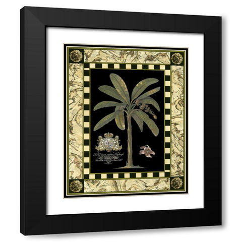 Bordered Palms on Black II Black Modern Wood Framed Art Print with Double Matting by Vision Studio