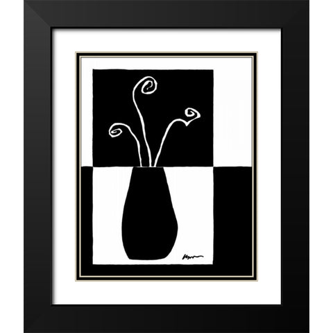 Minimalist Flower in Vase I Black Modern Wood Framed Art Print with Double Matting by Goldberger, Jennifer