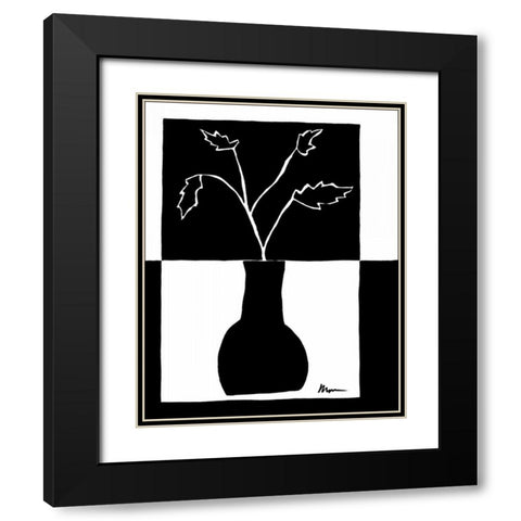 Minimalist Leaf in Vase I Black Modern Wood Framed Art Print with Double Matting by Goldberger, Jennifer