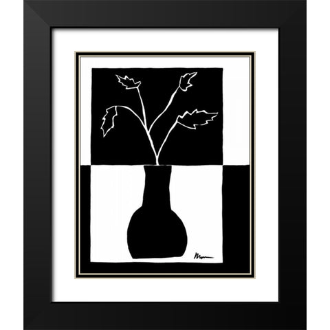 Minimalist Leaf in Vase I Black Modern Wood Framed Art Print with Double Matting by Goldberger, Jennifer
