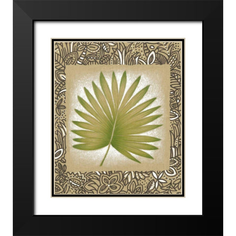 Exotic Palm Leaf II Black Modern Wood Framed Art Print with Double Matting by Vision Studio