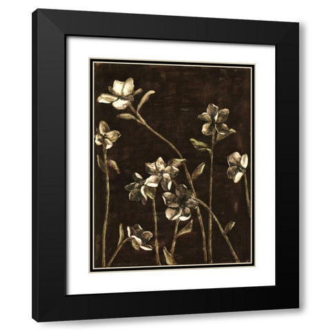 Medium Blossom Nocturne I  Black Modern Wood Framed Art Print with Double Matting by Meagher, Megan