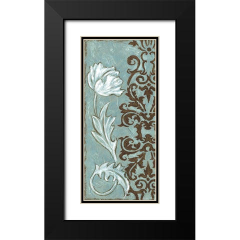 Floral and Damask I Black Modern Wood Framed Art Print with Double Matting by Zarris, Chariklia