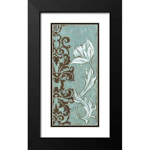 Floral and Damask II Black Modern Wood Framed Art Print with Double Matting by Zarris, Chariklia