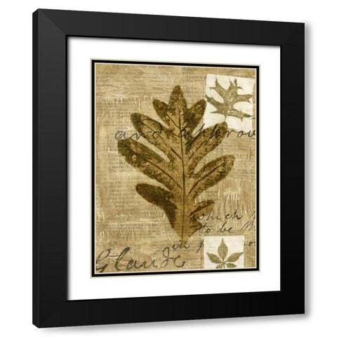 Leaf Collage I Black Modern Wood Framed Art Print with Double Matting by Archie, K.