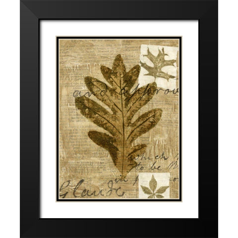 Leaf Collage I Black Modern Wood Framed Art Print with Double Matting by Archie, K.