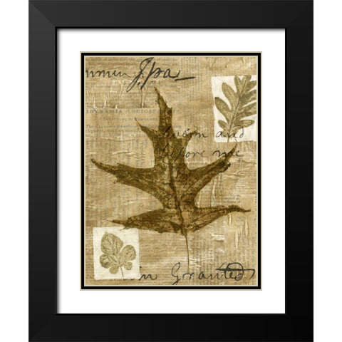 Leaf Collage II Black Modern Wood Framed Art Print with Double Matting by Archie, K.