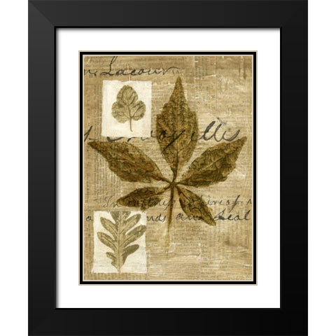 Leaf Collage III Black Modern Wood Framed Art Print with Double Matting by Archie, K.