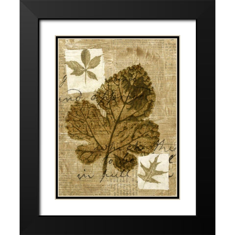 Leaf Collage IV Black Modern Wood Framed Art Print with Double Matting by Archie, K.