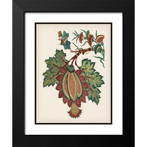 Small Jacobean Floral II Black Modern Wood Framed Art Print with Double Matting by Vision Studio