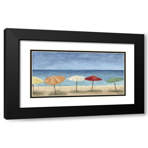 Ocean Umbrellas I Black Modern Wood Framed Art Print with Double Matting by Meagher, Megan