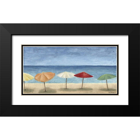 Ocean Umbrellas I Black Modern Wood Framed Art Print with Double Matting by Meagher, Megan