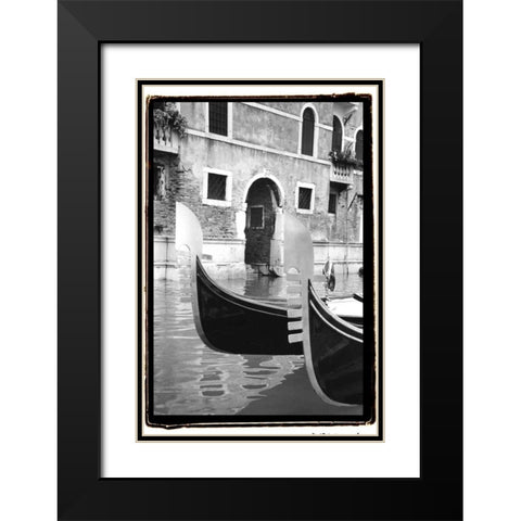 Resting Gondolas Black Modern Wood Framed Art Print with Double Matting by DeNardo, Laura