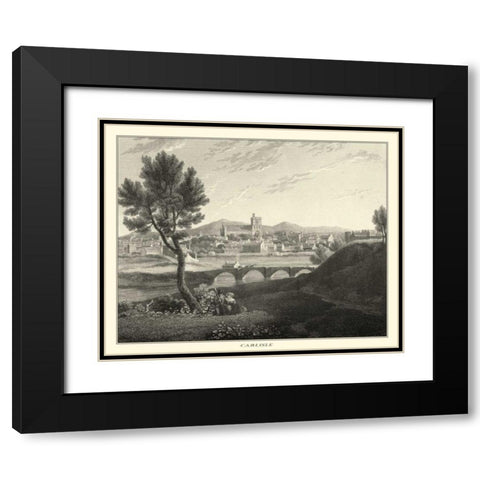 Carlisle Castle Black Modern Wood Framed Art Print with Double Matting by J. Greig