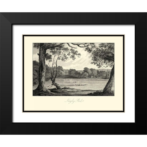 View of Langley Park Black Modern Wood Framed Art Print with Double Matting by Hakewill, James