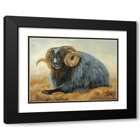 Baa Baa Black Sheep Black Modern Wood Framed Art Print with Double Matting by Winkler, Kathy