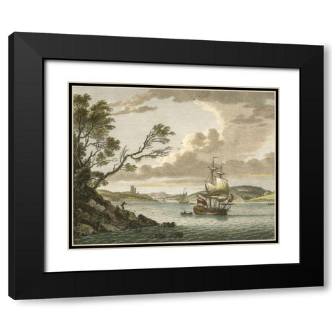Benton Castle, Milford Haven Black Modern Wood Framed Art Print with Double Matting by Sandby, P.