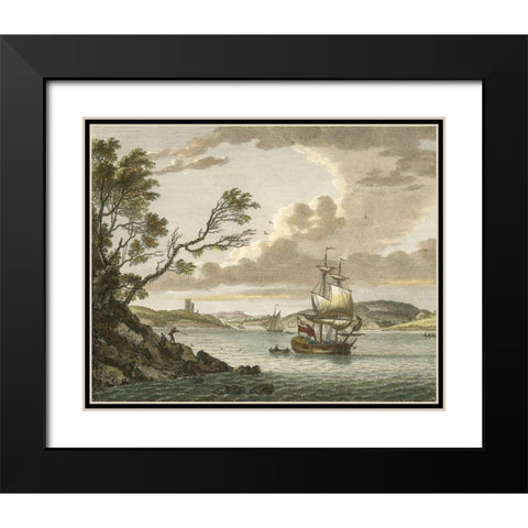Benton Castle, Milford Haven Black Modern Wood Framed Art Print with Double Matting by Sandby, P.