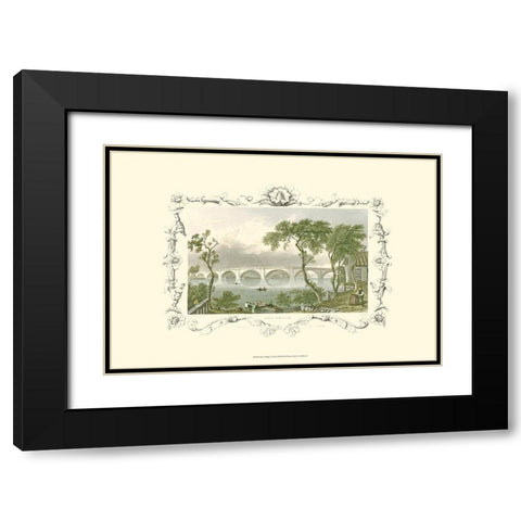 Kew Bridge Black Modern Wood Framed Art Print with Double Matting by Tombleson