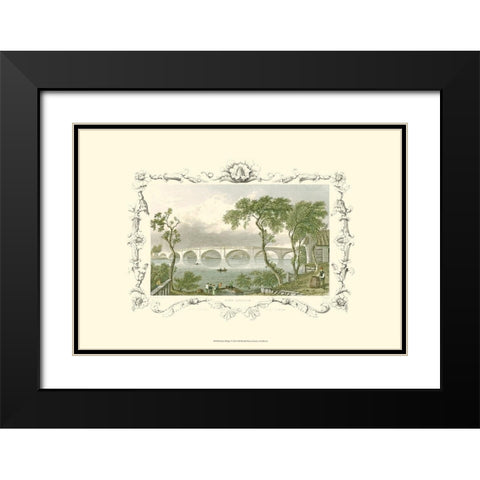 Kew Bridge Black Modern Wood Framed Art Print with Double Matting by Tombleson