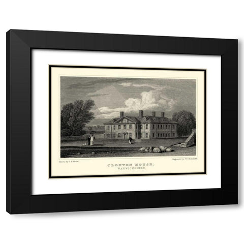 Clopton Hall Black Modern Wood Framed Art Print with Double Matting by Neale, J.P.
