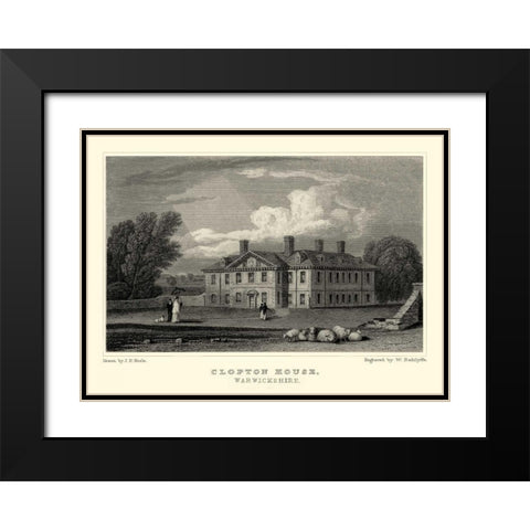 Clopton Hall Black Modern Wood Framed Art Print with Double Matting by Neale, J.P.