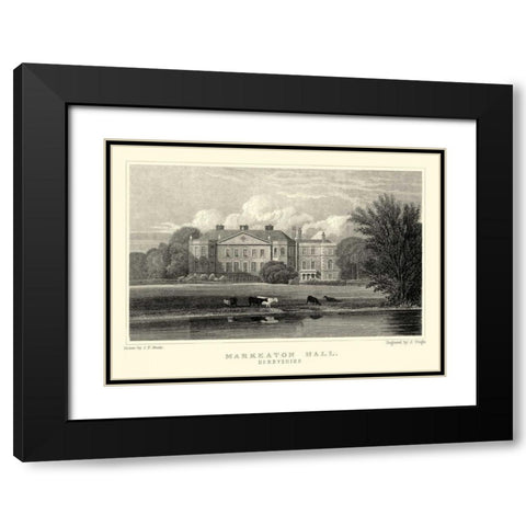 Markeaton Hall Black Modern Wood Framed Art Print with Double Matting by Neale, J.P.